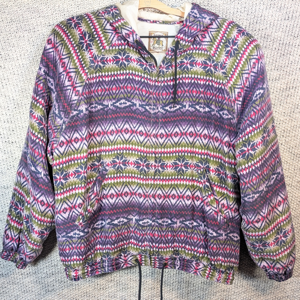 Colorful Patterned Pullover Jacket - image 1